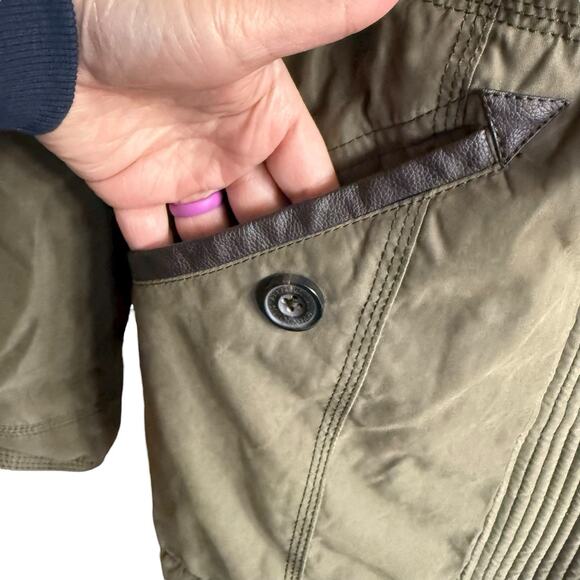 Abercrombie & Fitch Utility Parka Womens L Green Sherpa Lined Faux Fur Hood - Picture 2 of 16